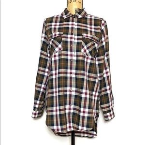 Olive Plaid Button-Up Shirt S